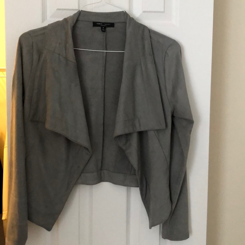 Faux suede drape jacket